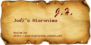 Joós Hieronima névjegykártya